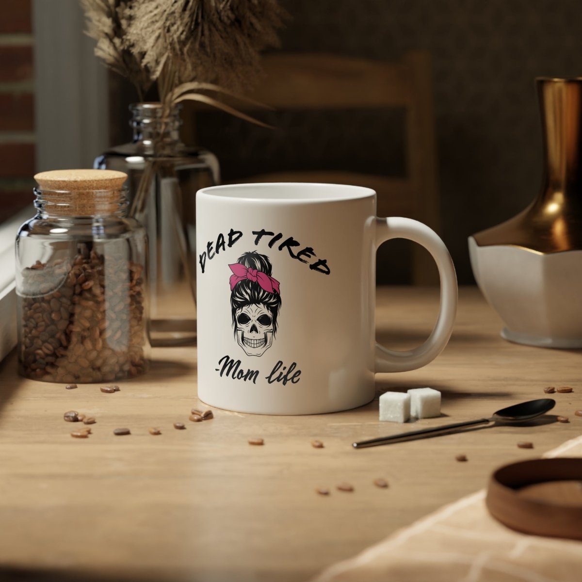 Graphic Jumbo Mug (20oz) - Dead Tired Mom Life | Mug by atgodanddesigns