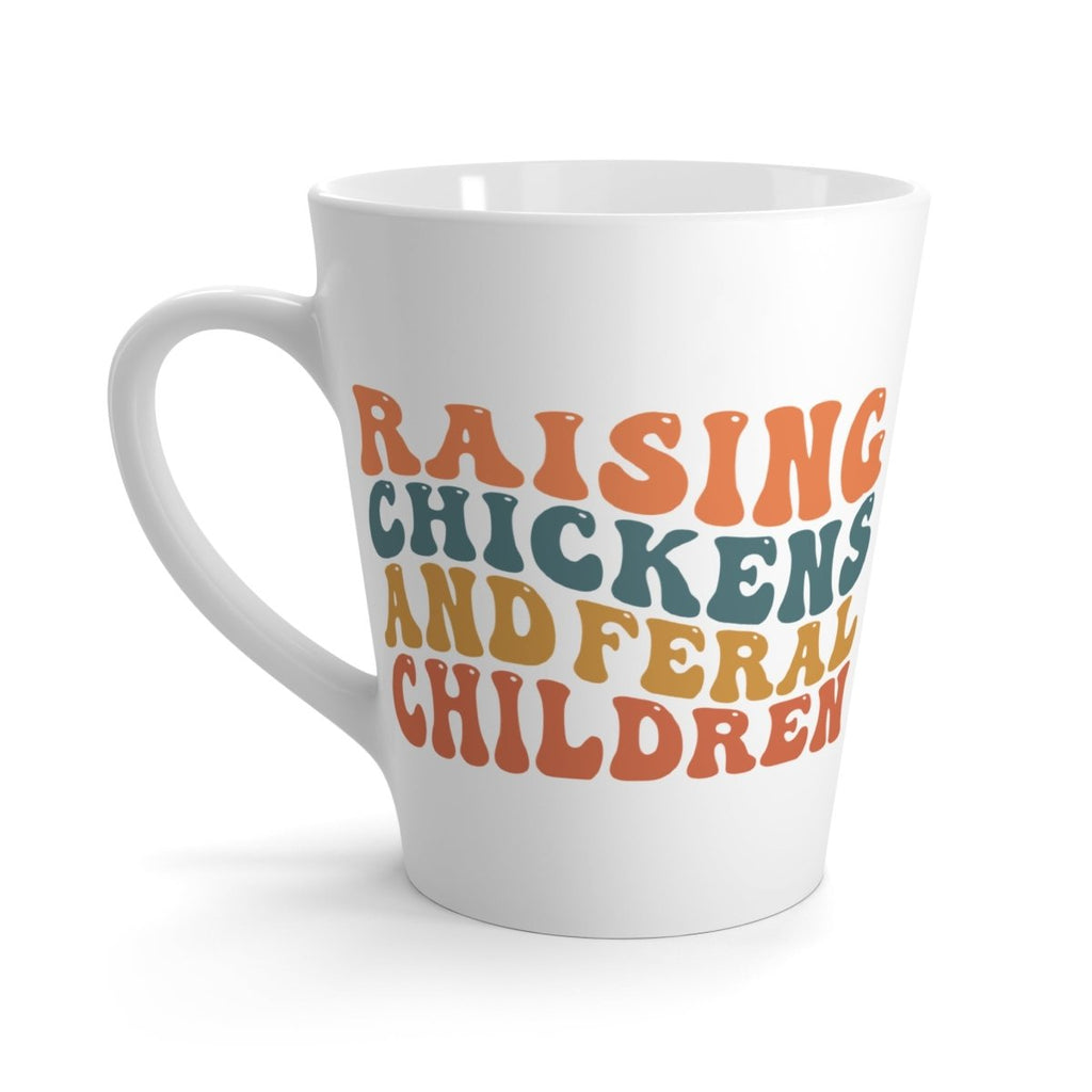 Graphic Latte Mug (12oz) - Raising Chickens And Feral Children | Mug by atgodanddesigns