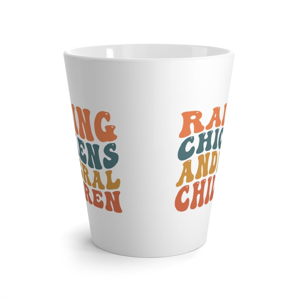 Graphic Latte Mug (12oz) - Raising Chickens And Feral Children | Mug by atgodanddesigns