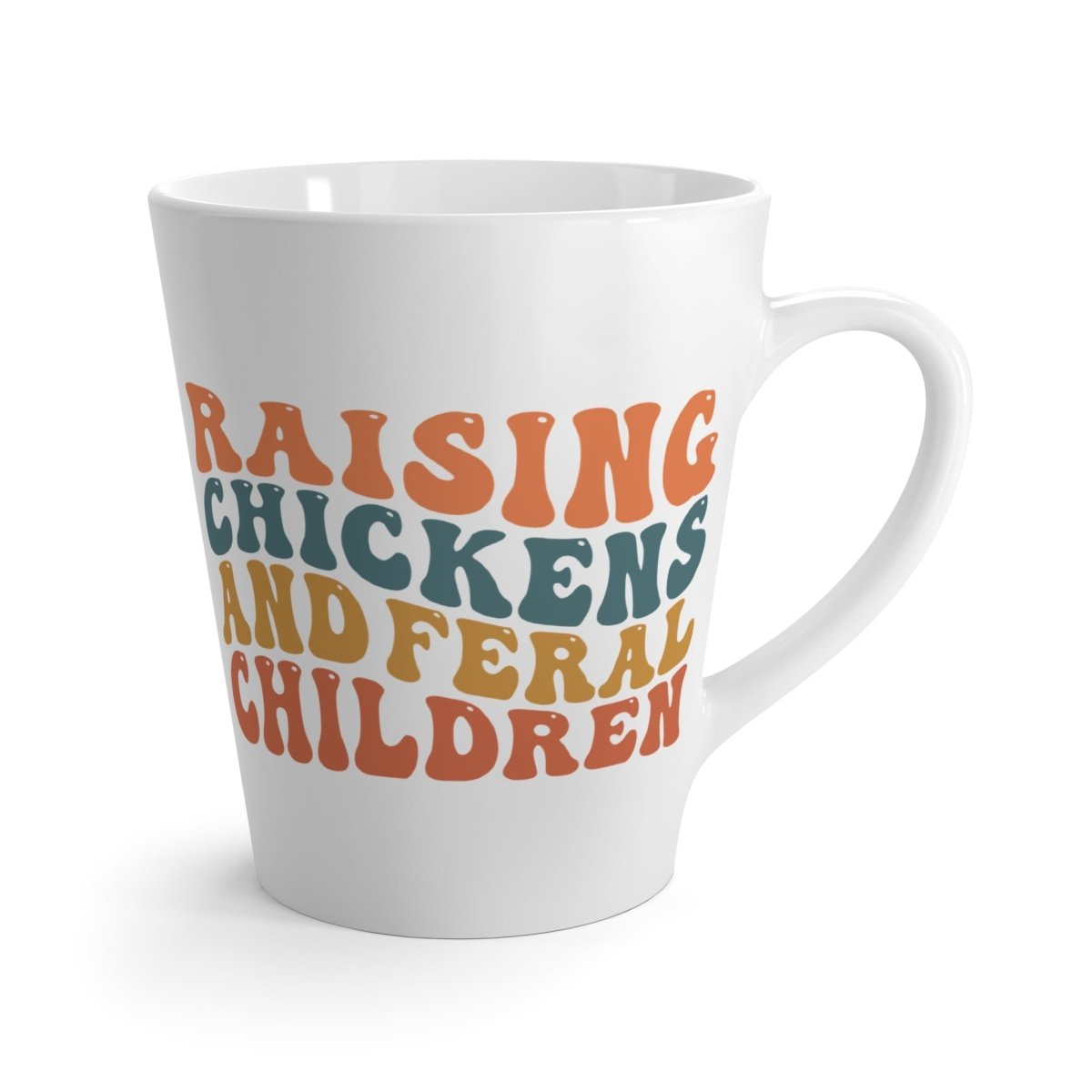 Graphic Latte Mug (12oz) - Raising Chickens And Feral Children | Mug by atgodanddesigns