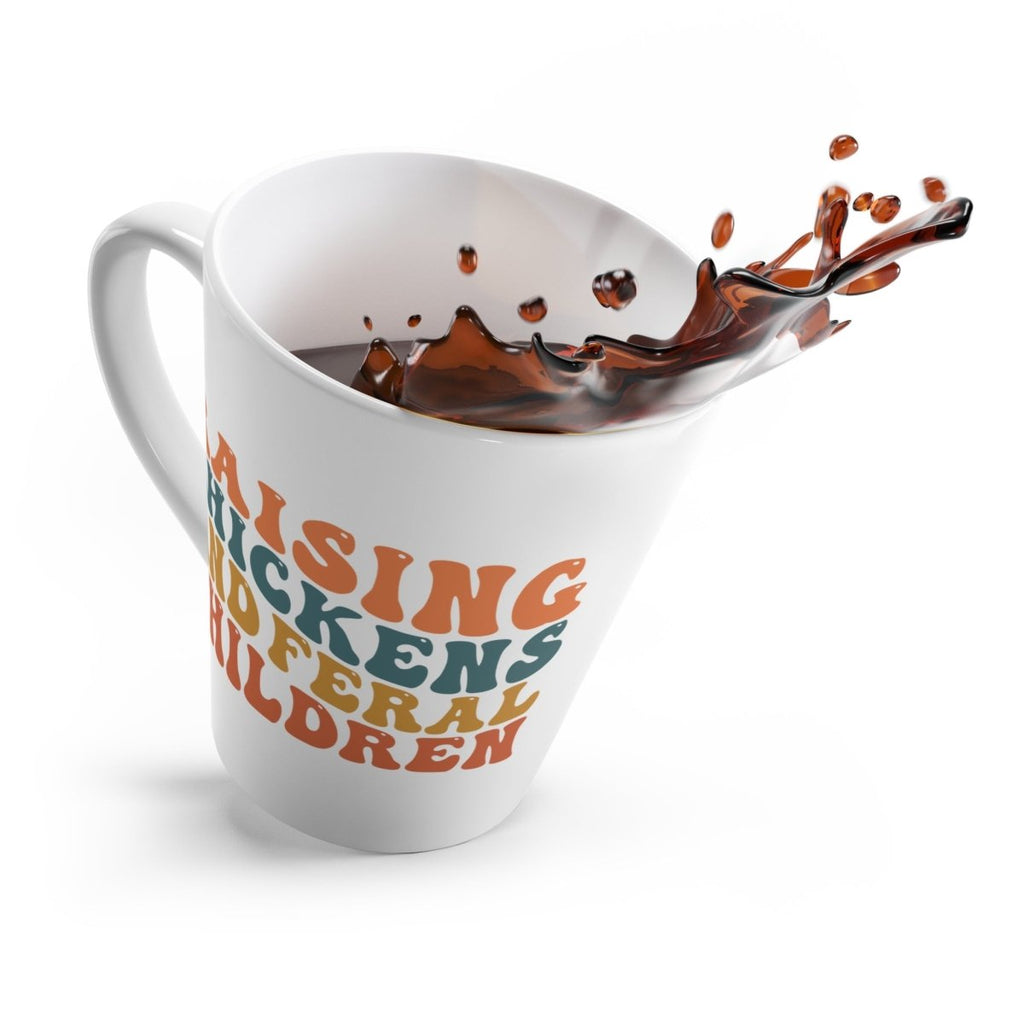 Graphic Latte Mug (12oz) - Raising Chickens And Feral Children | Mug by atgodanddesigns