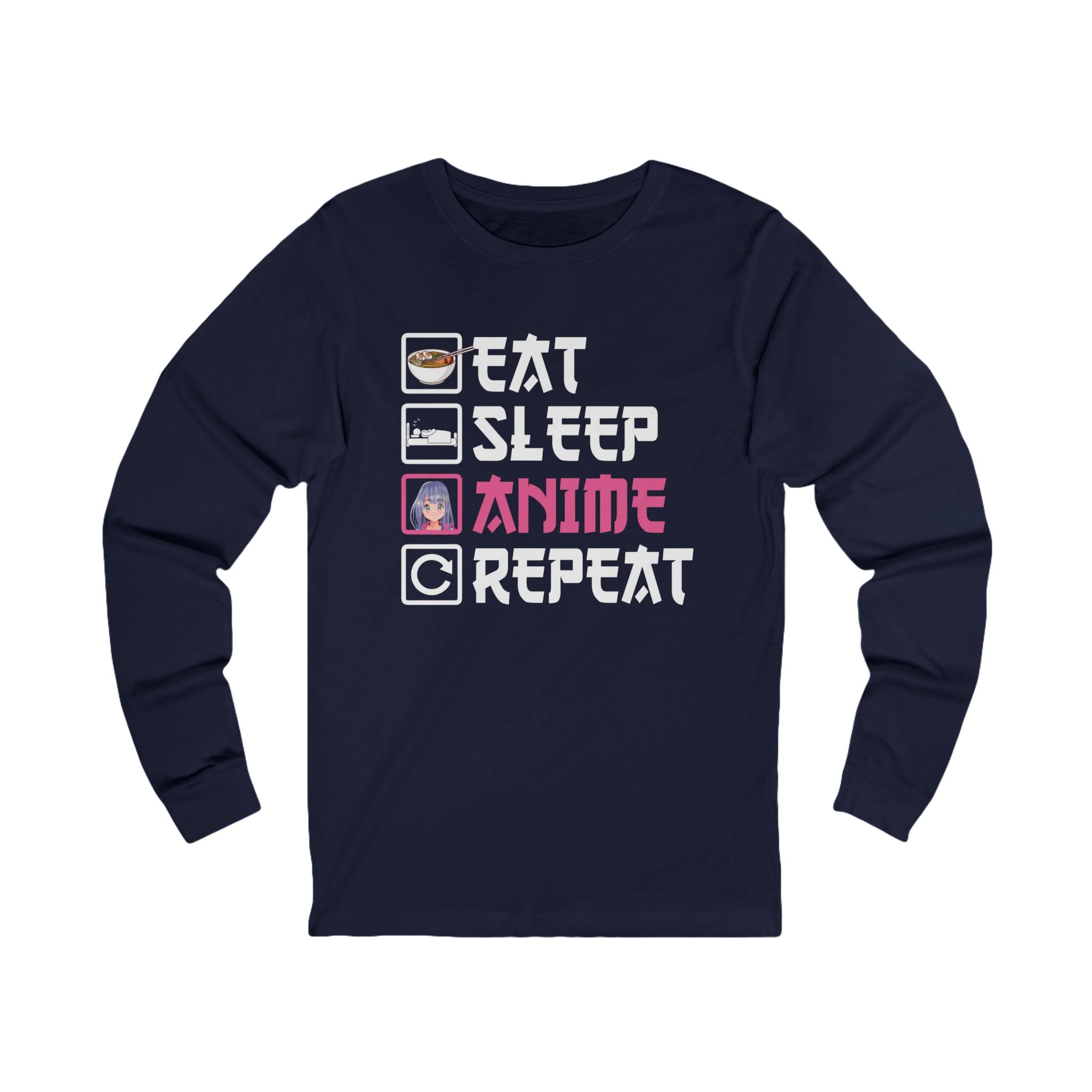 Graphic Teen Girls Long Sleeve T-Shirt - Eat Sleep Anime Repeat | Long - sleeve by atgodanddesigns