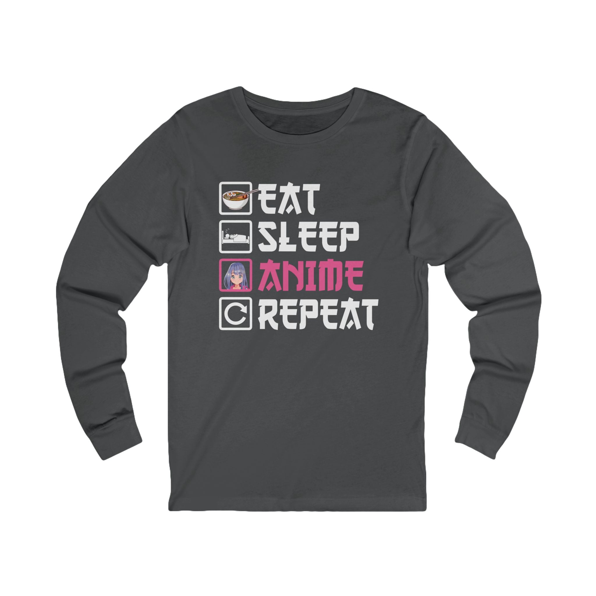 Graphic Teen Girls Long Sleeve T-Shirt - Eat Sleep Anime Repeat | Long - sleeve by atgodanddesigns