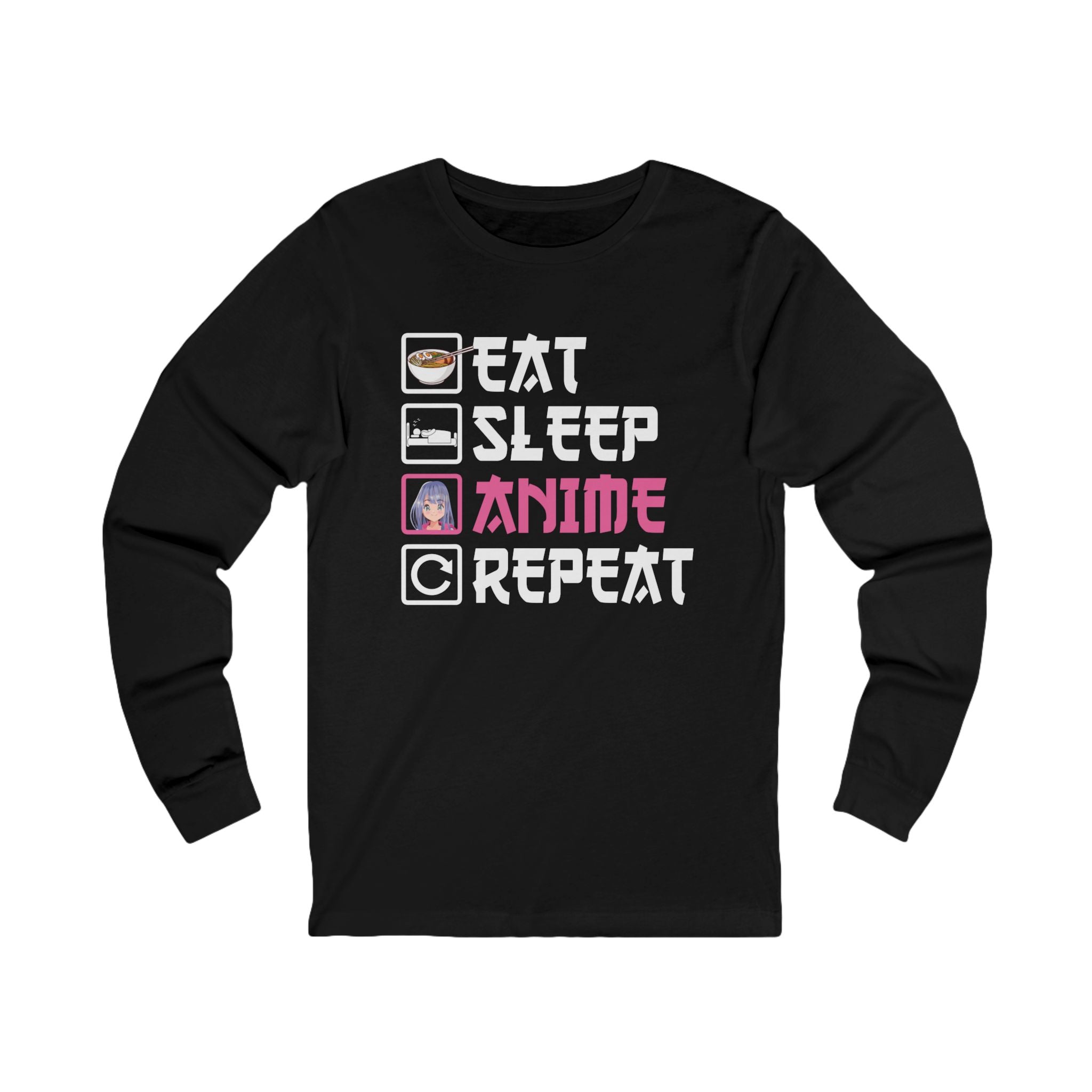 Graphic Teen Girls Long Sleeve T-Shirt - Eat Sleep Anime Repeat | Long - sleeve by atgodanddesigns