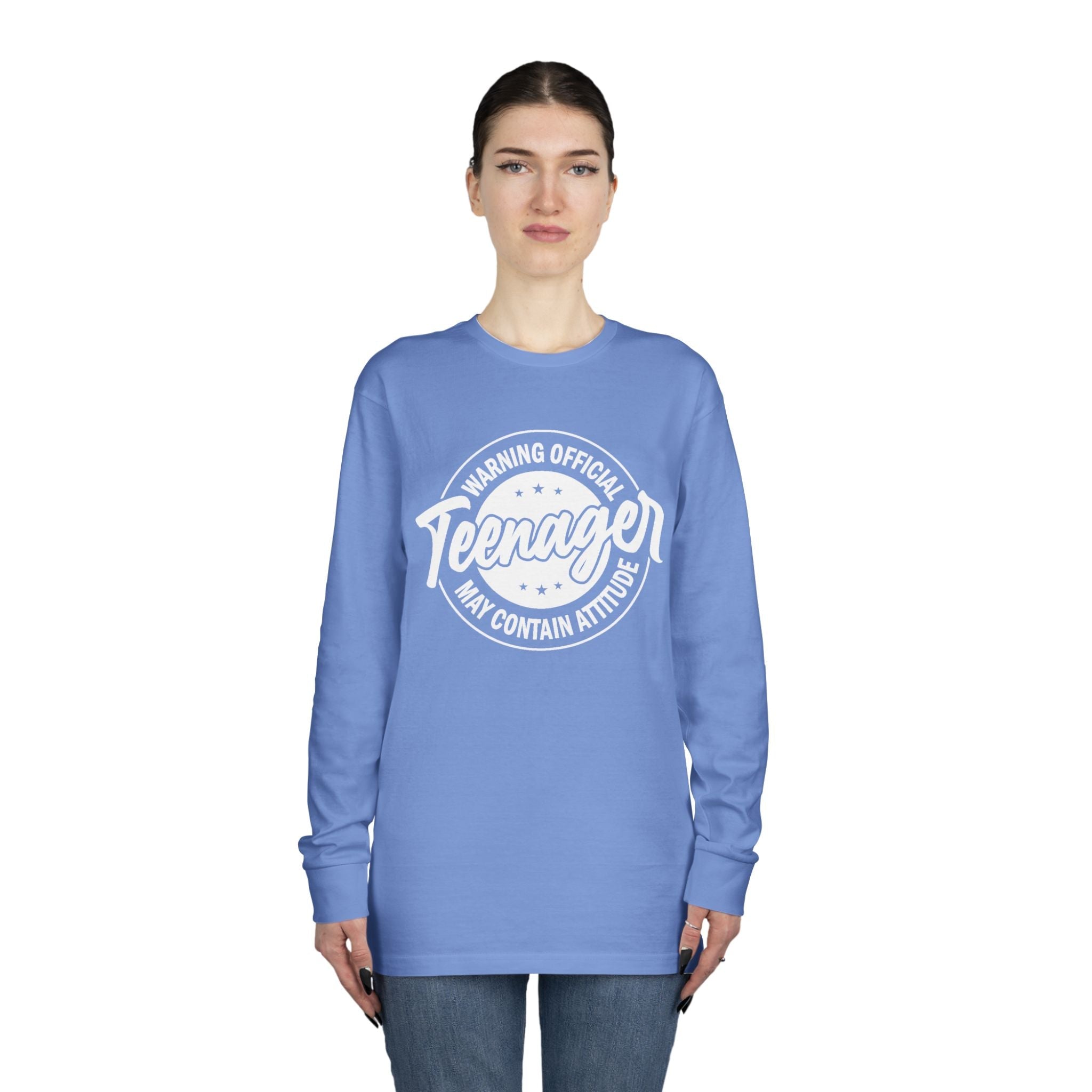 Graphic Teen Girls Long Sleeve T-Shirt - Warning Official Teenager | Long - sleeve by atgodanddesigns