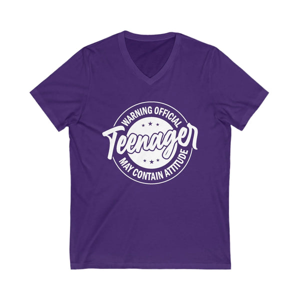 Graphic Teen Girls T-Shirt - Warning Official Teenager | V - neck by atgodanddesigns