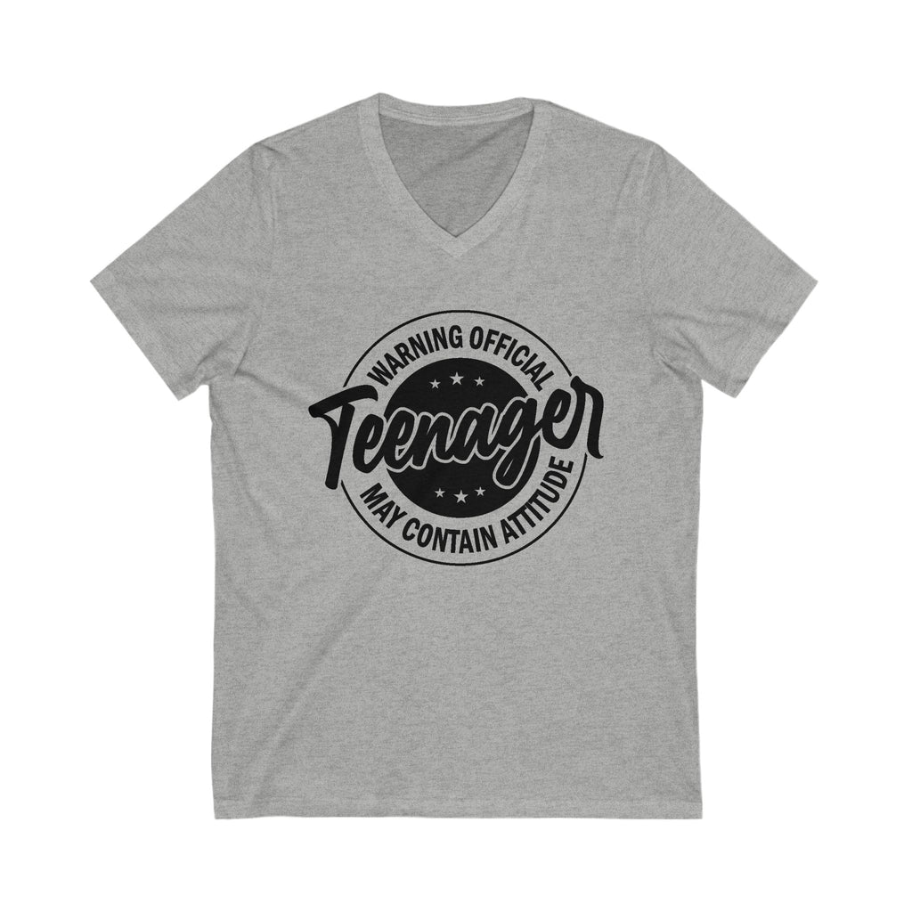 Graphic Teen Girls T-Shirt - Warning Official Teenager | V - neck by atgodanddesigns