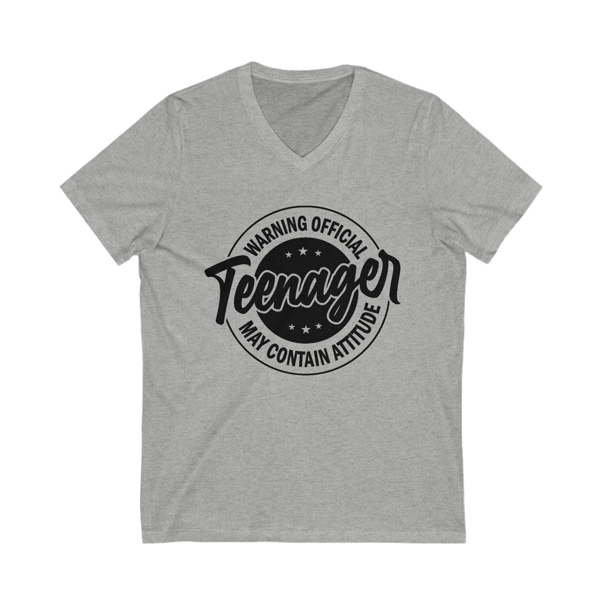 Graphic Teen Girls T-Shirt - Warning Official Teenager | V - neck by atgodanddesigns