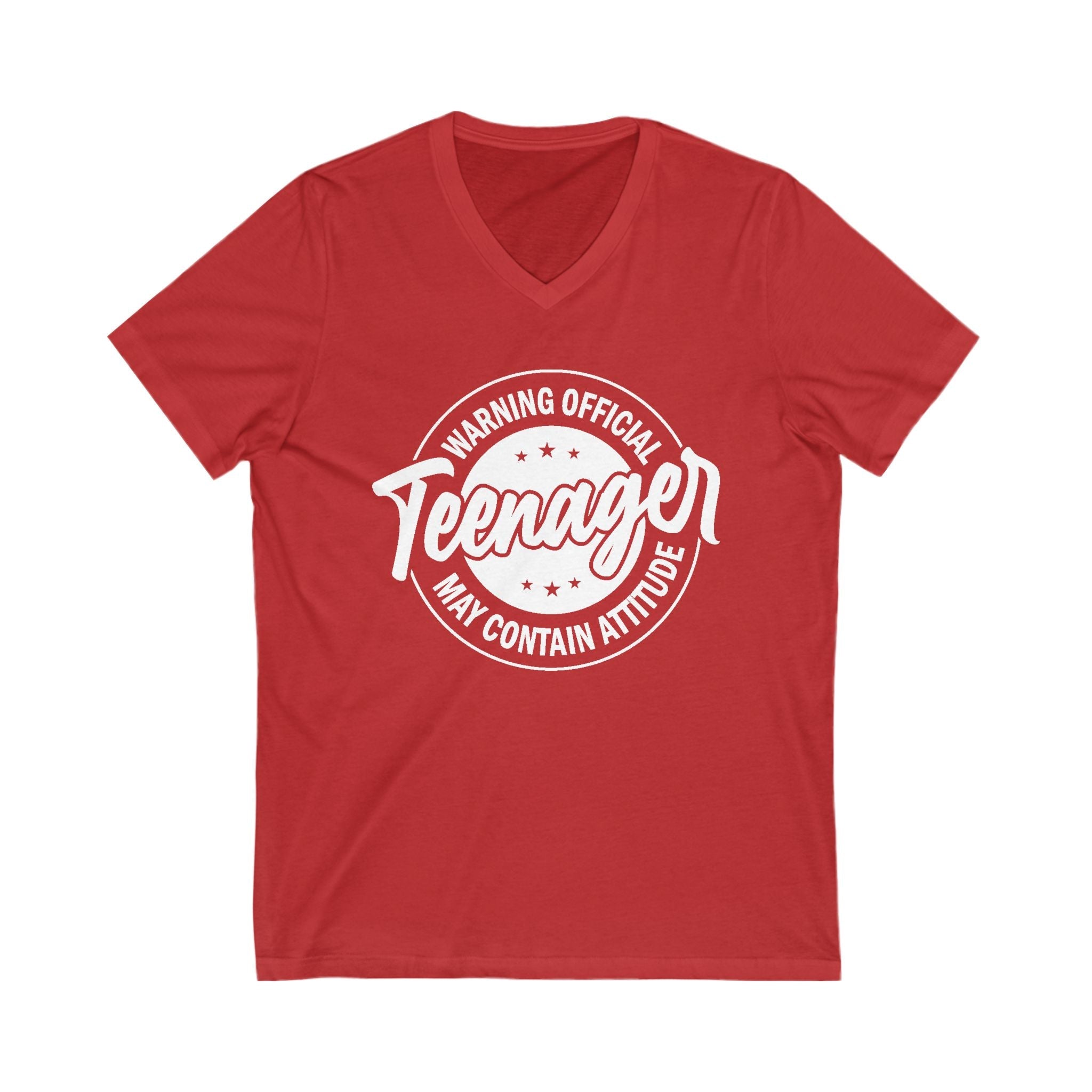 Graphic Teen Girls T-Shirt - Warning Official Teenager | V - neck by atgodanddesigns