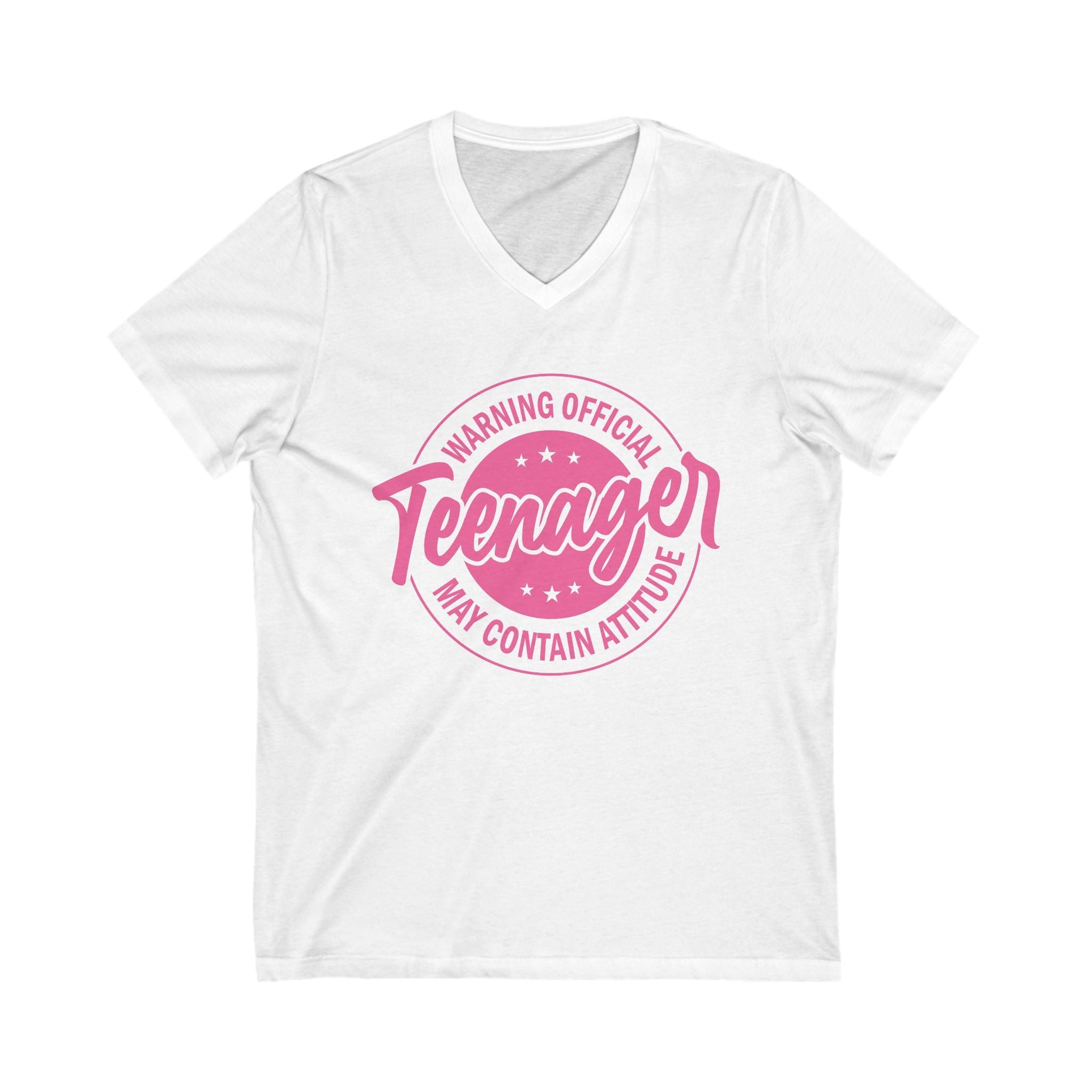 Graphic Teen Girls T-Shirt - Warning Official Teenager | V - neck by atgodanddesigns
