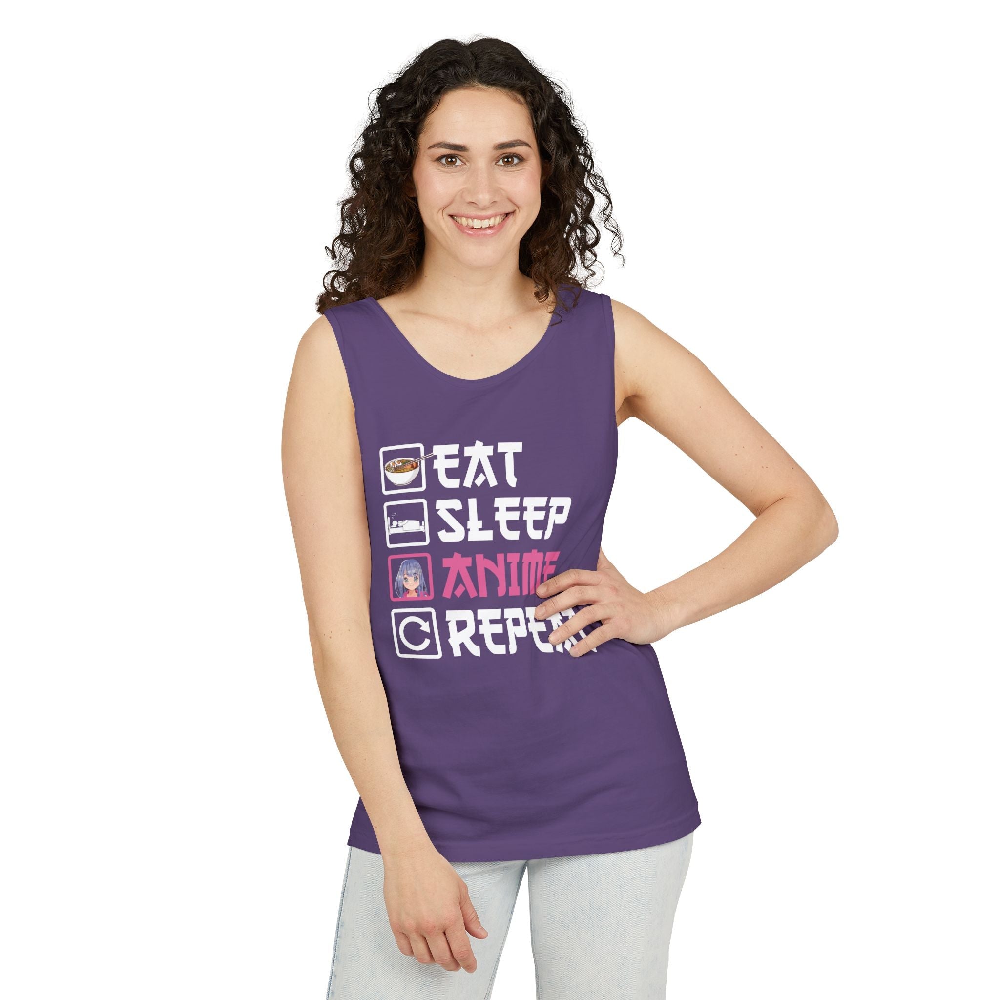 Graphic Teen Girls Tank - Eat Sleep Anime Repeat | Tank Top by atgodanddesigns