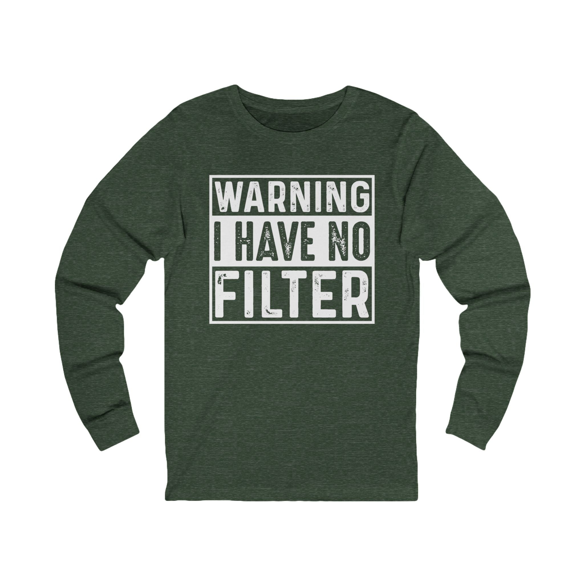 Graphic Teen Long Sleeve T-Shirt - Warning I Have No Filter | Long - sleeve by atgodanddesigns