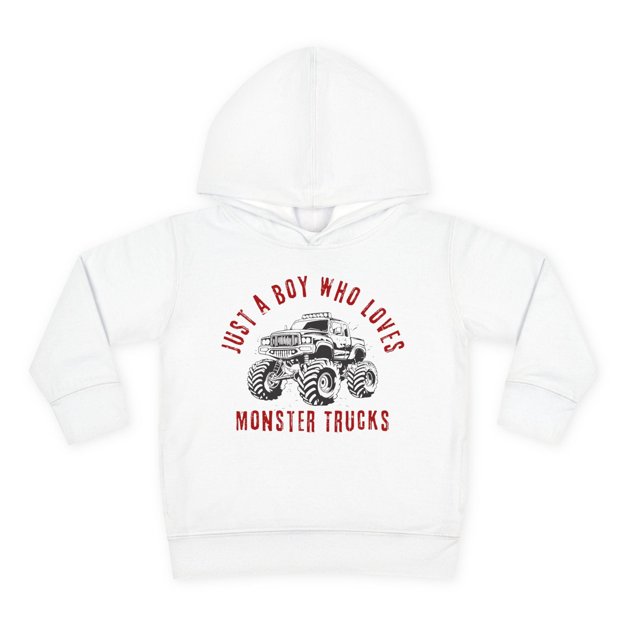 Graphic Toddler Boys Hoodie - Just A Boy Who Loves Monster Trucks | Kids clothes by atgodanddesigns