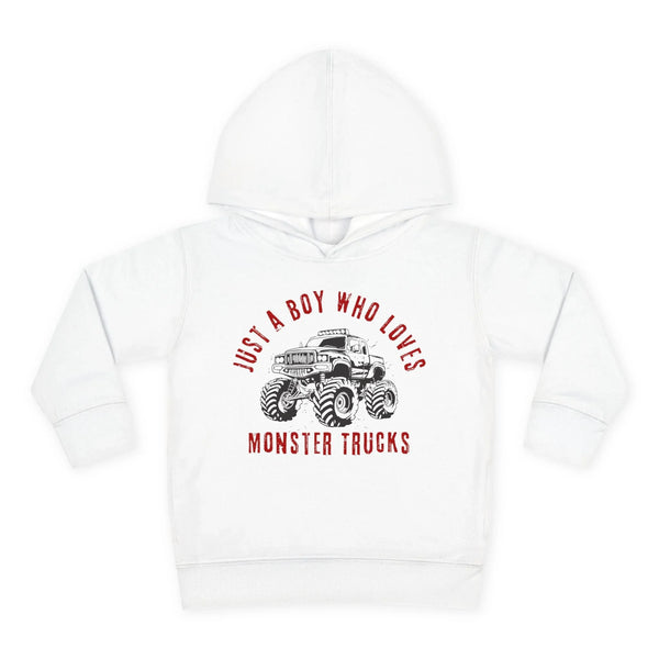 Graphic Toddler Boys Hoodie - Just A Boy Who Loves Monster Trucks | Kids clothes by atgodanddesigns