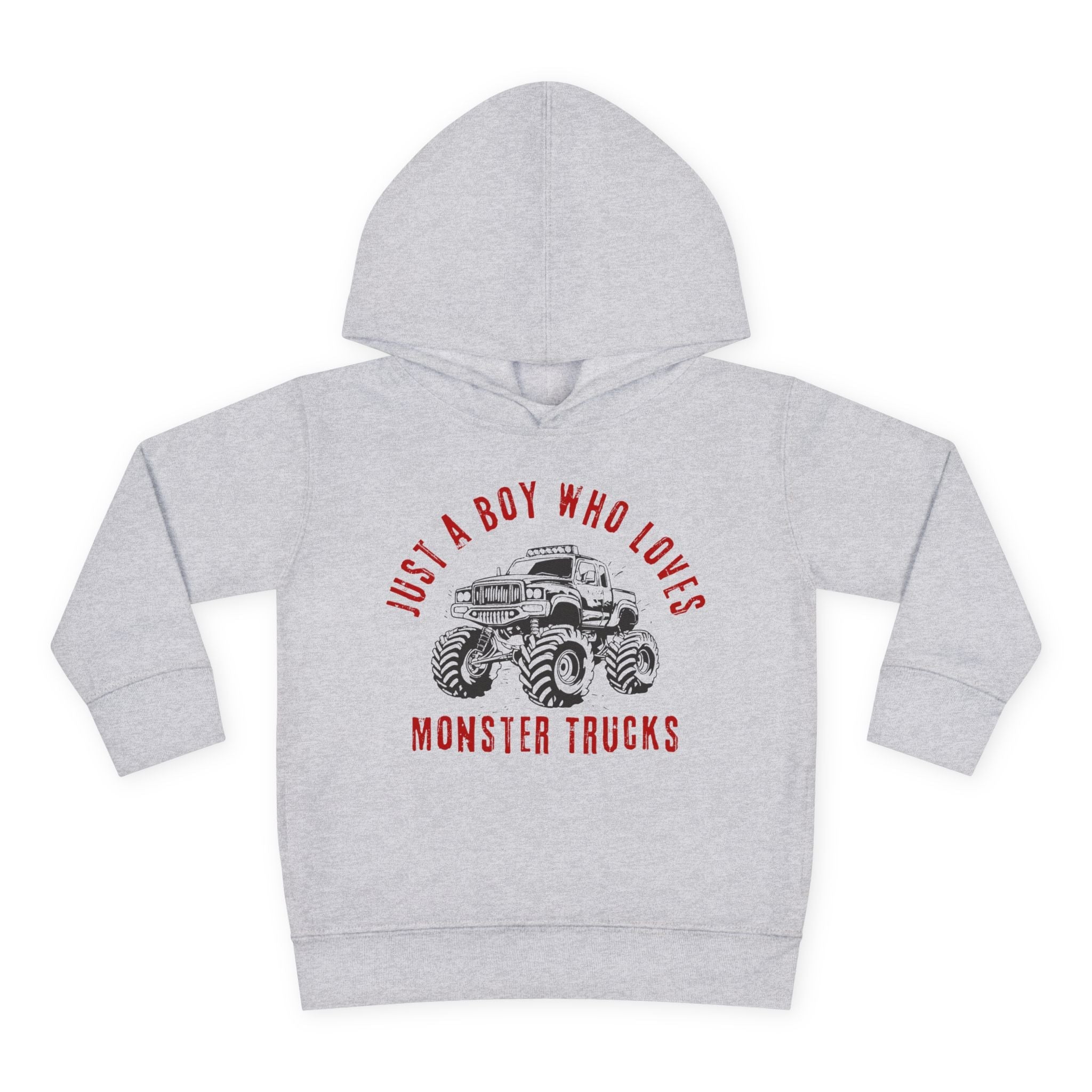 Graphic Toddler Boys Hoodie - Just A Boy Who Loves Monster Trucks | Kids clothes by atgodanddesigns