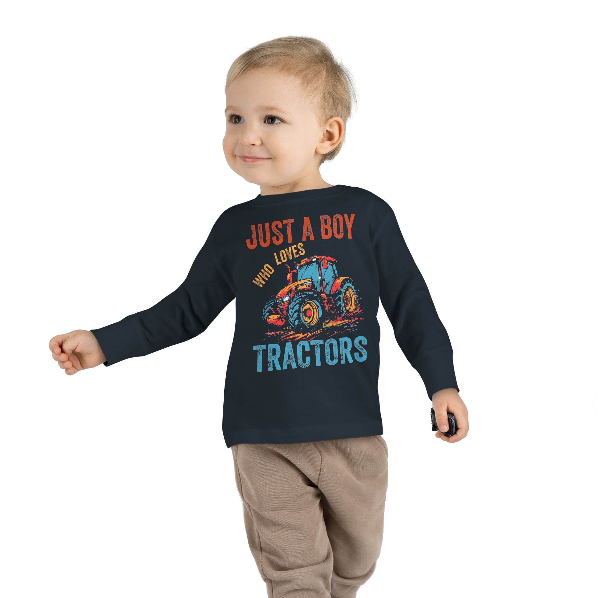 Graphic Toddler Boys Long Sleeve T-Shirt - Just A Boy Who Loves Tractors | Kids clothes by atgodanddesigns