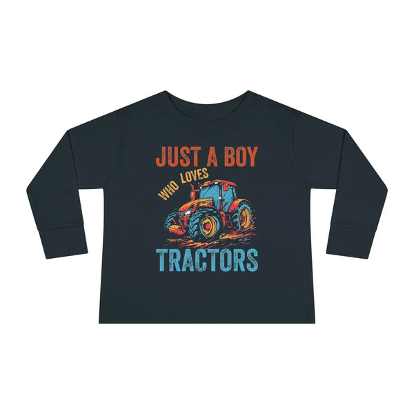 Graphic Toddler Boys Long Sleeve T-Shirt - Just A Boy Who Loves Tractors | Kids clothes by atgodanddesigns