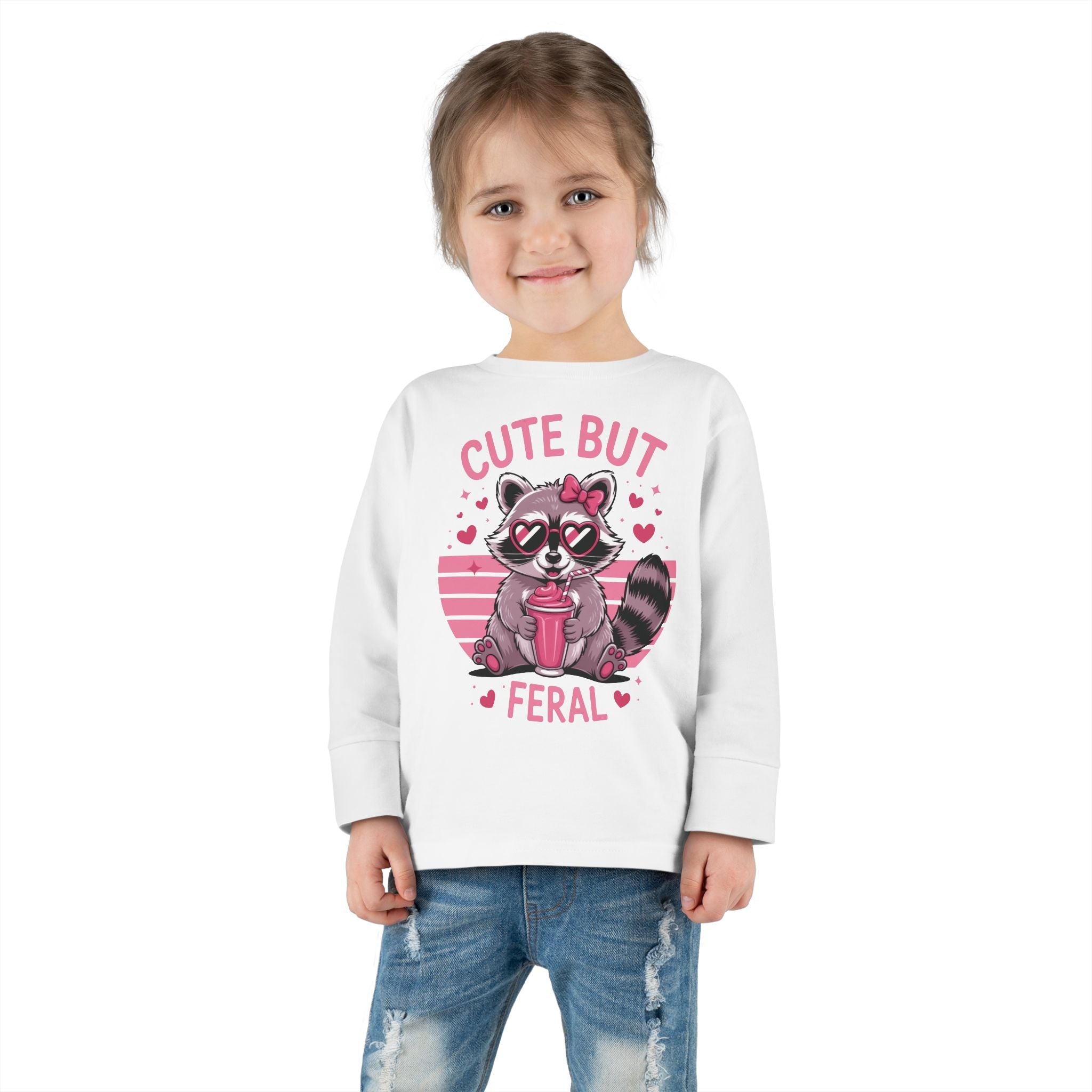 Graphic Toddler Girls Long Sleeve T-Shirt - Cute But Feral | Kids clothes by atgodanddesigns