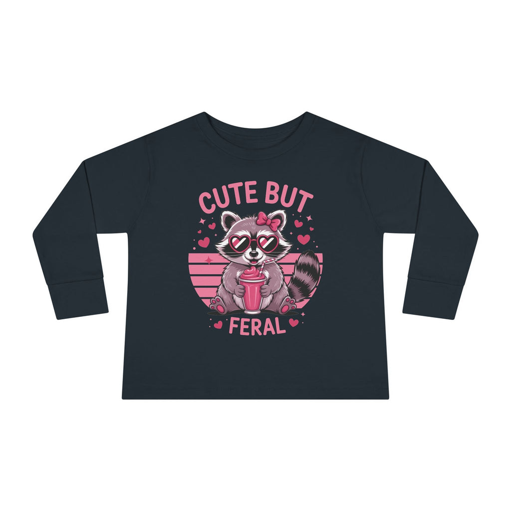 Graphic Toddler Girls Long Sleeve T-Shirt - Cute But Feral | Kids clothes by atgodanddesigns
