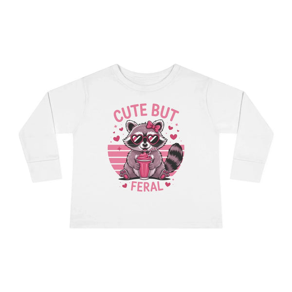 Graphic Toddler Girls Long Sleeve T-Shirt - Cute But Feral | Kids clothes by atgodanddesigns