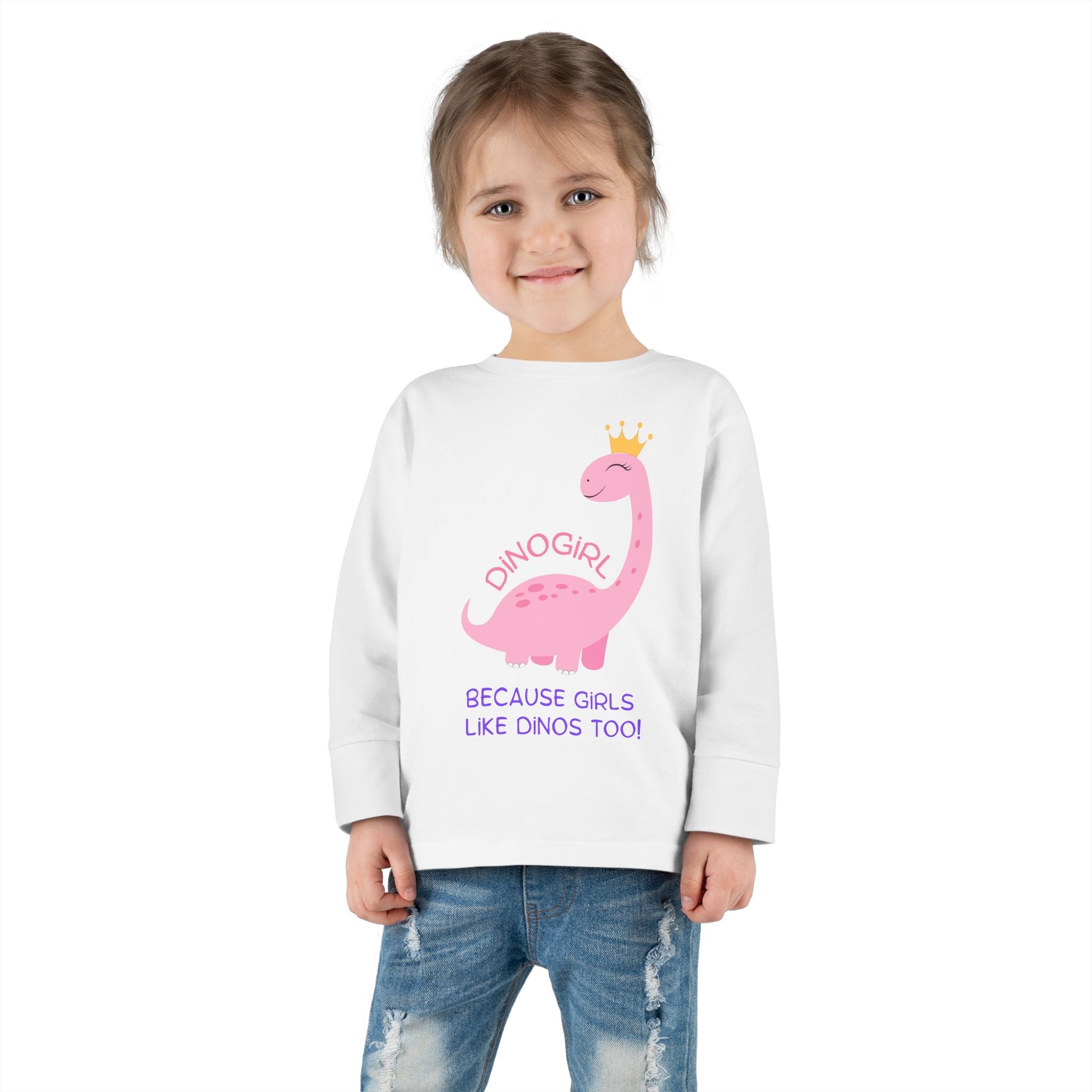 Graphic Toddler Girls Long Sleeve T-Shirt - DINOGIRL Because Girls Like Dinos Too! | Kids clothes by atgodanddesigns