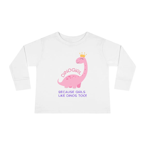 Graphic Toddler Girls Long Sleeve T-Shirt - DINOGIRL Because Girls Like Dinos Too! | Kids clothes by atgodanddesigns