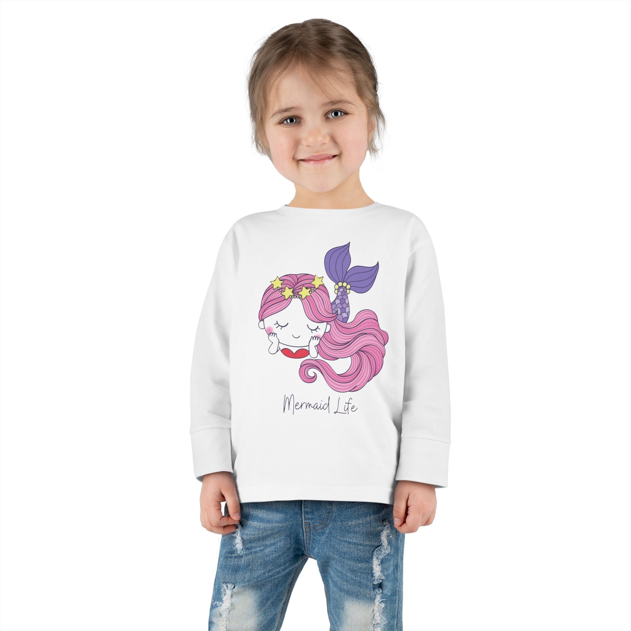 Graphic Toddler Girls Long Sleeve T-Shirt - Mermaid Life | Kids clothes by atgodanddesigns