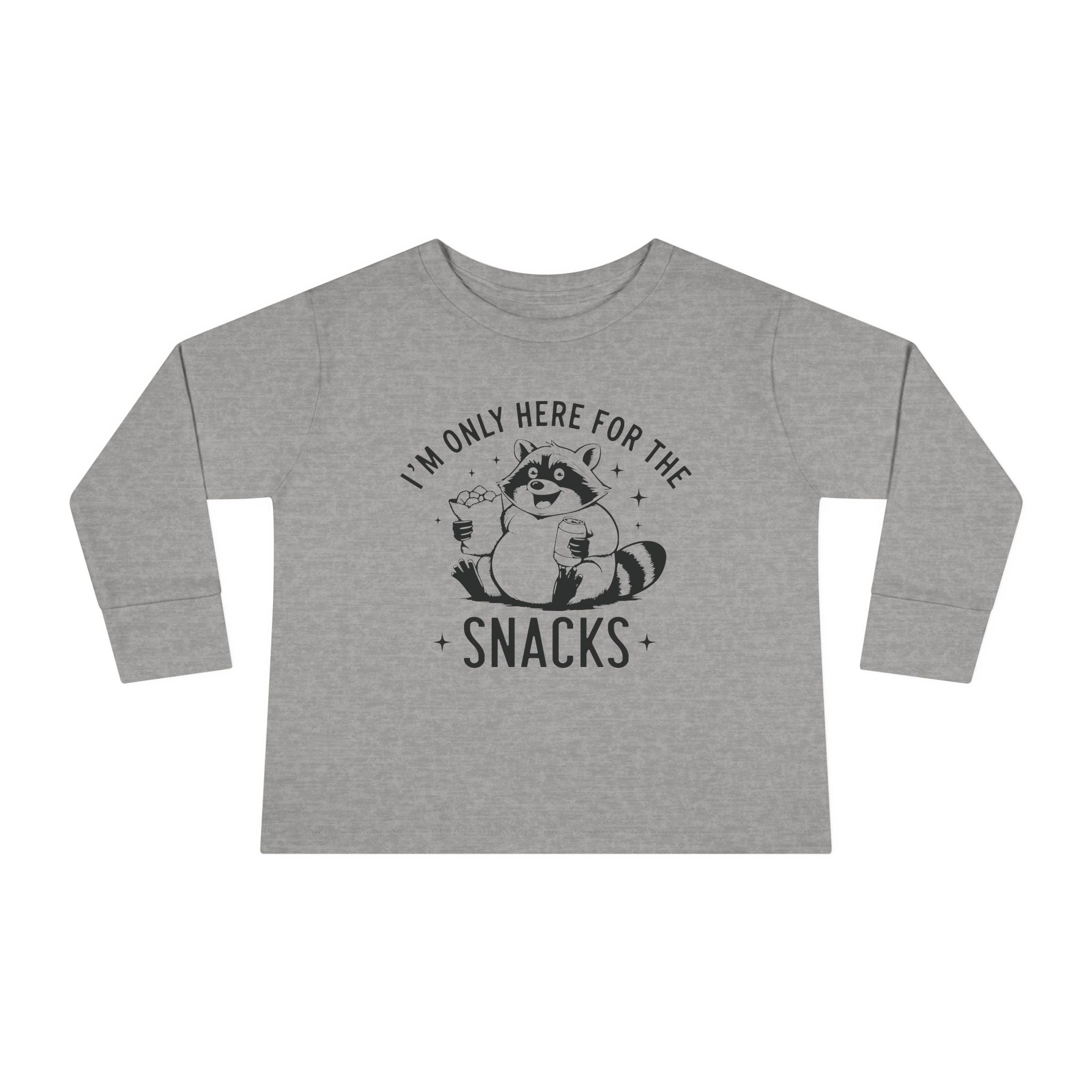 Graphic Toddler Long Sleeve T-Shirt - I'm Only Here For The Snacks | Kids clothes by atgodanddesigns