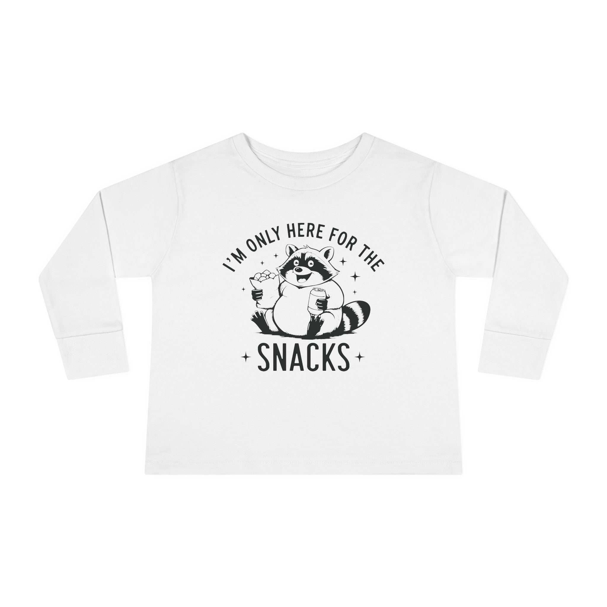 Graphic Toddler Long Sleeve T-Shirt - I'm Only Here For The Snacks | Kids clothes by atgodanddesigns