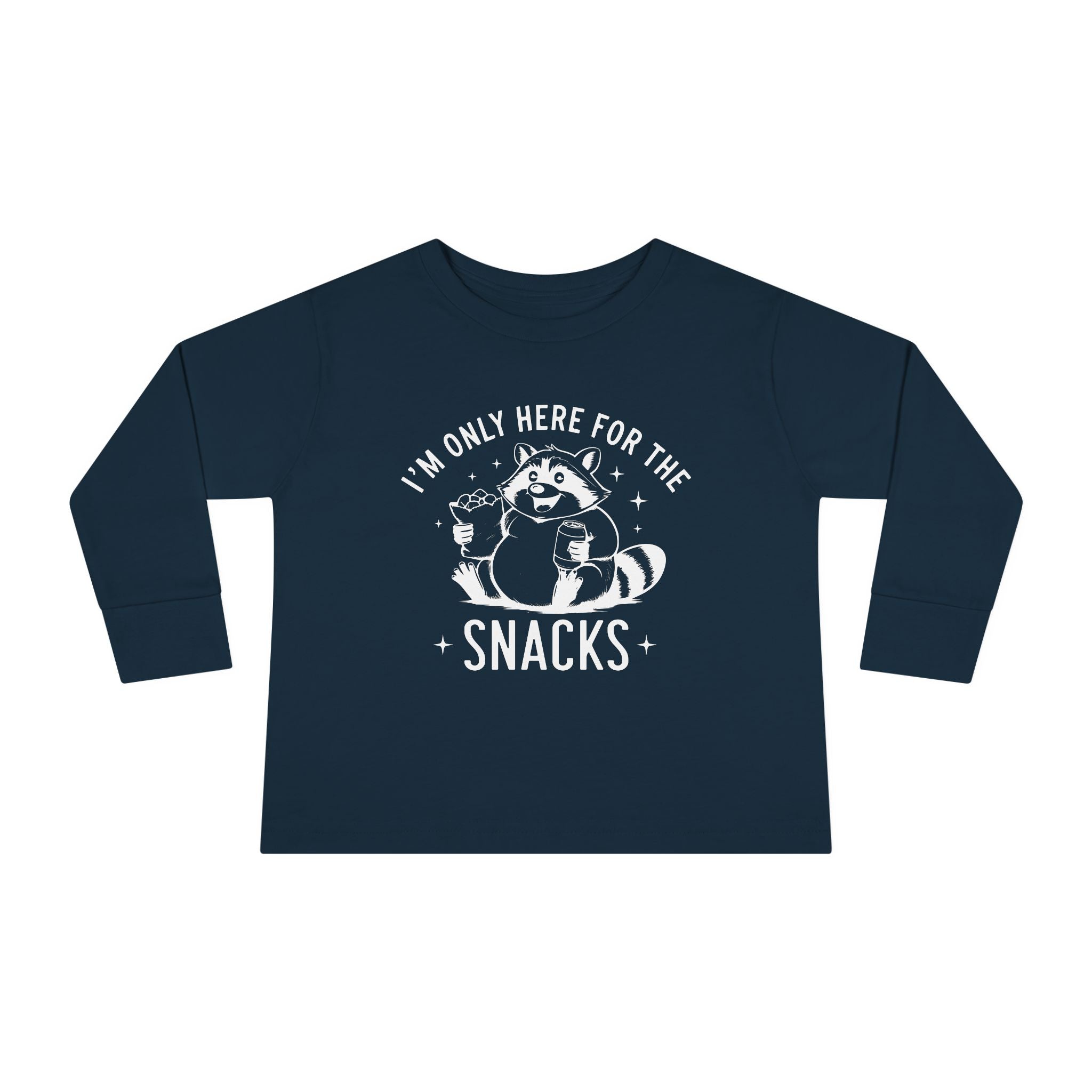 Graphic Toddler Long Sleeve T-Shirt - I'm Only Here For The Snacks | Kids clothes by atgodanddesigns