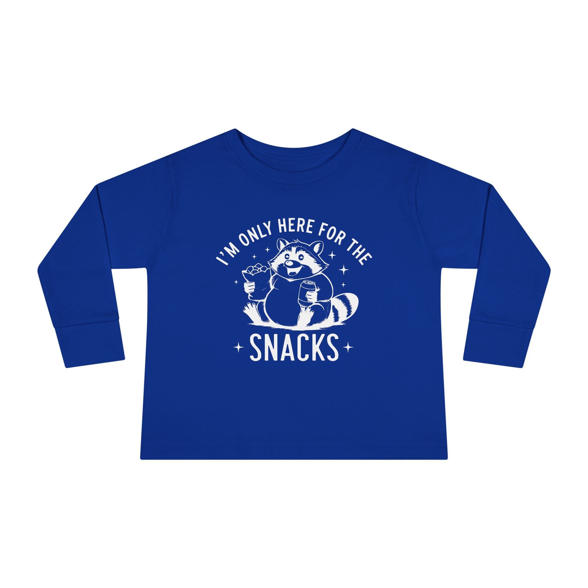 Graphic Toddler Long Sleeve T-Shirt - I'm Only Here For The Snacks | Kids clothes by atgodanddesigns