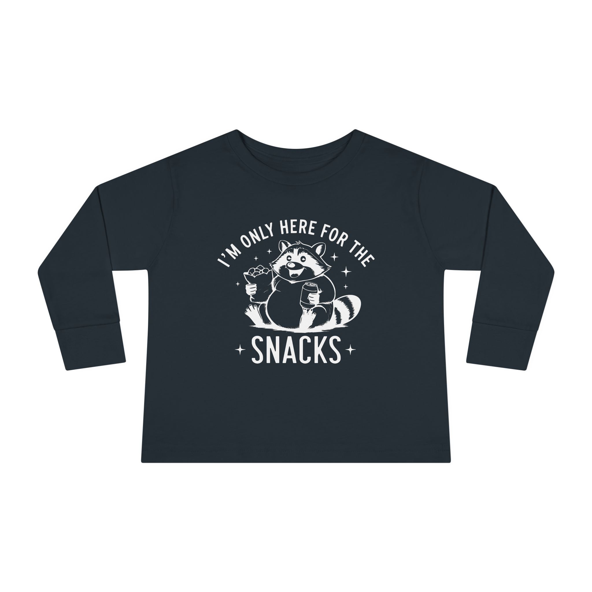 Graphic Toddler Long Sleeve T-Shirt - I'm Only Here For The Snacks | Kids clothes by atgodanddesigns