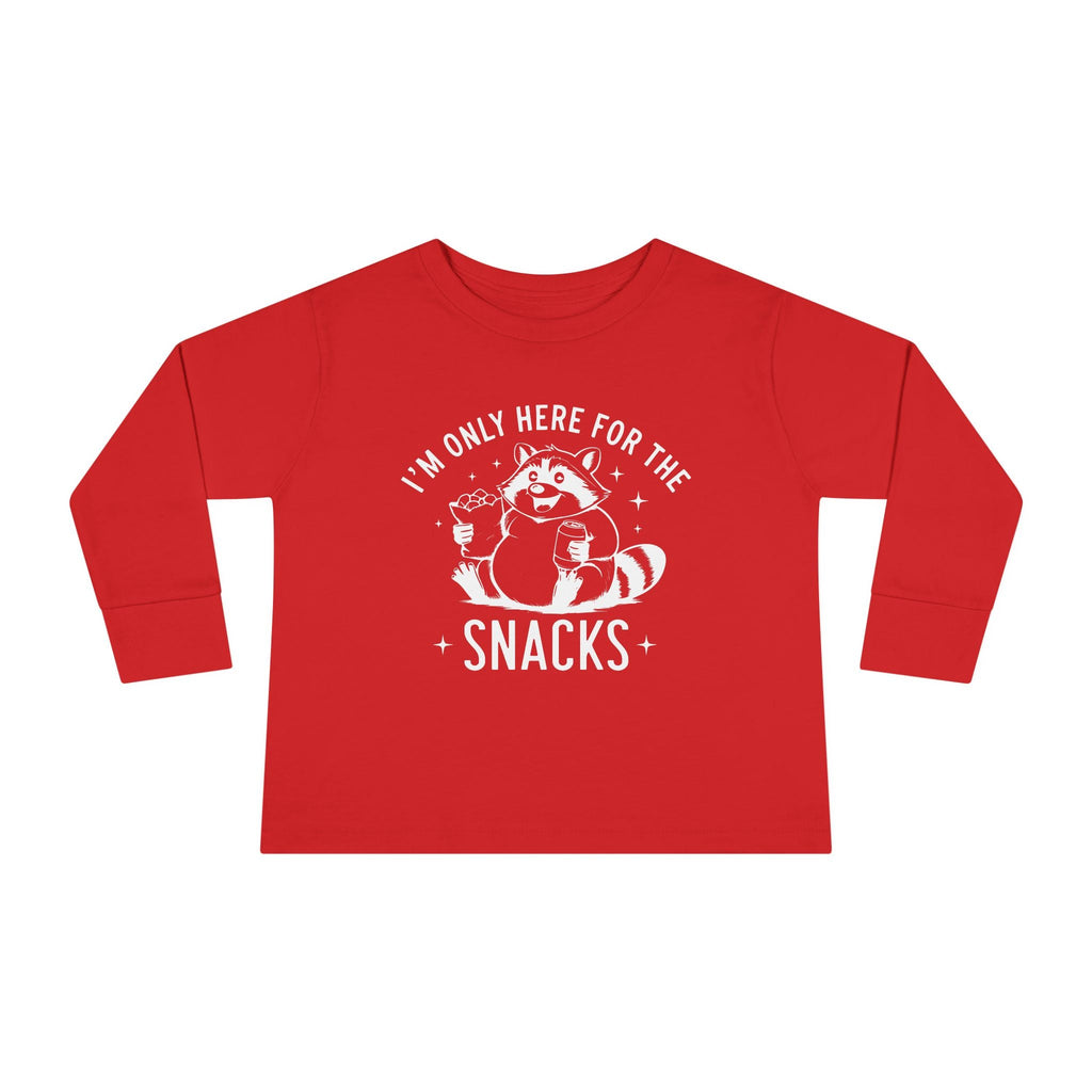Graphic Toddler Long Sleeve T-Shirt - I'm Only Here For The Snacks | Kids clothes by atgodanddesigns