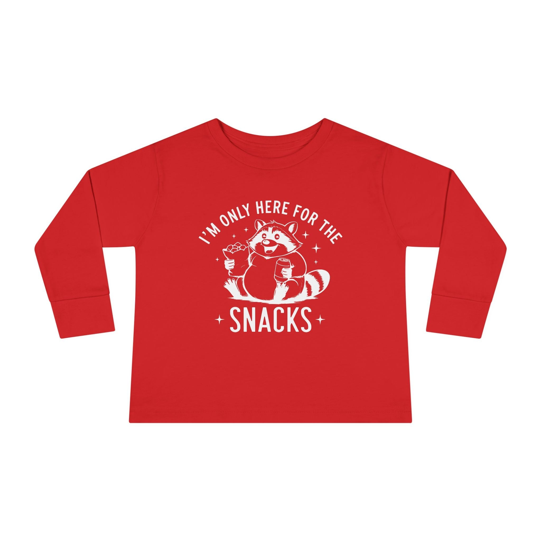 Graphic Toddler Long Sleeve T-Shirt - I'm Only Here For The Snacks | Kids clothes by atgodanddesigns