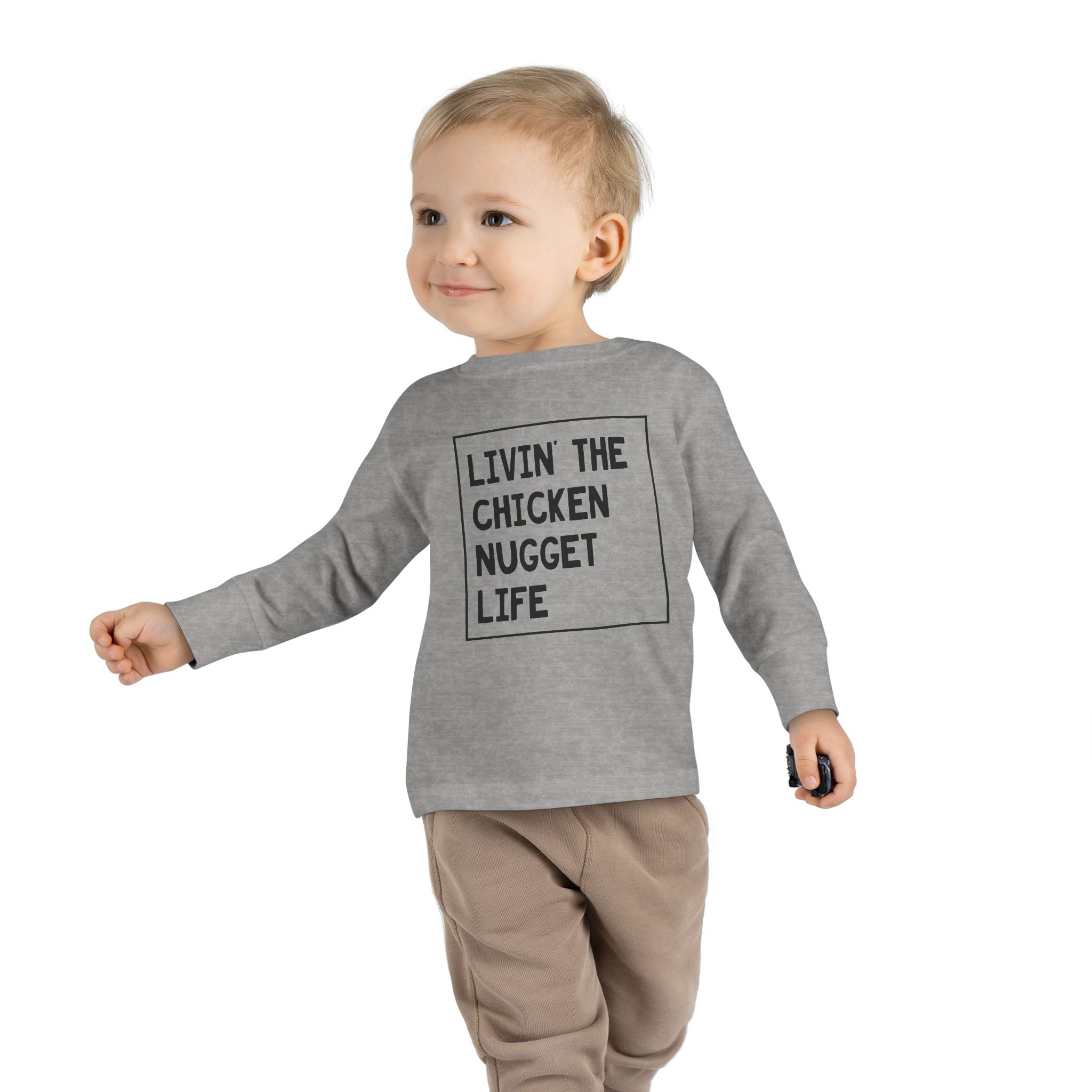 Graphic Toddler Long Sleeve T-Shirt - Livin' The Chicken Nugget Life | Kids clothes by atgodanddesigns