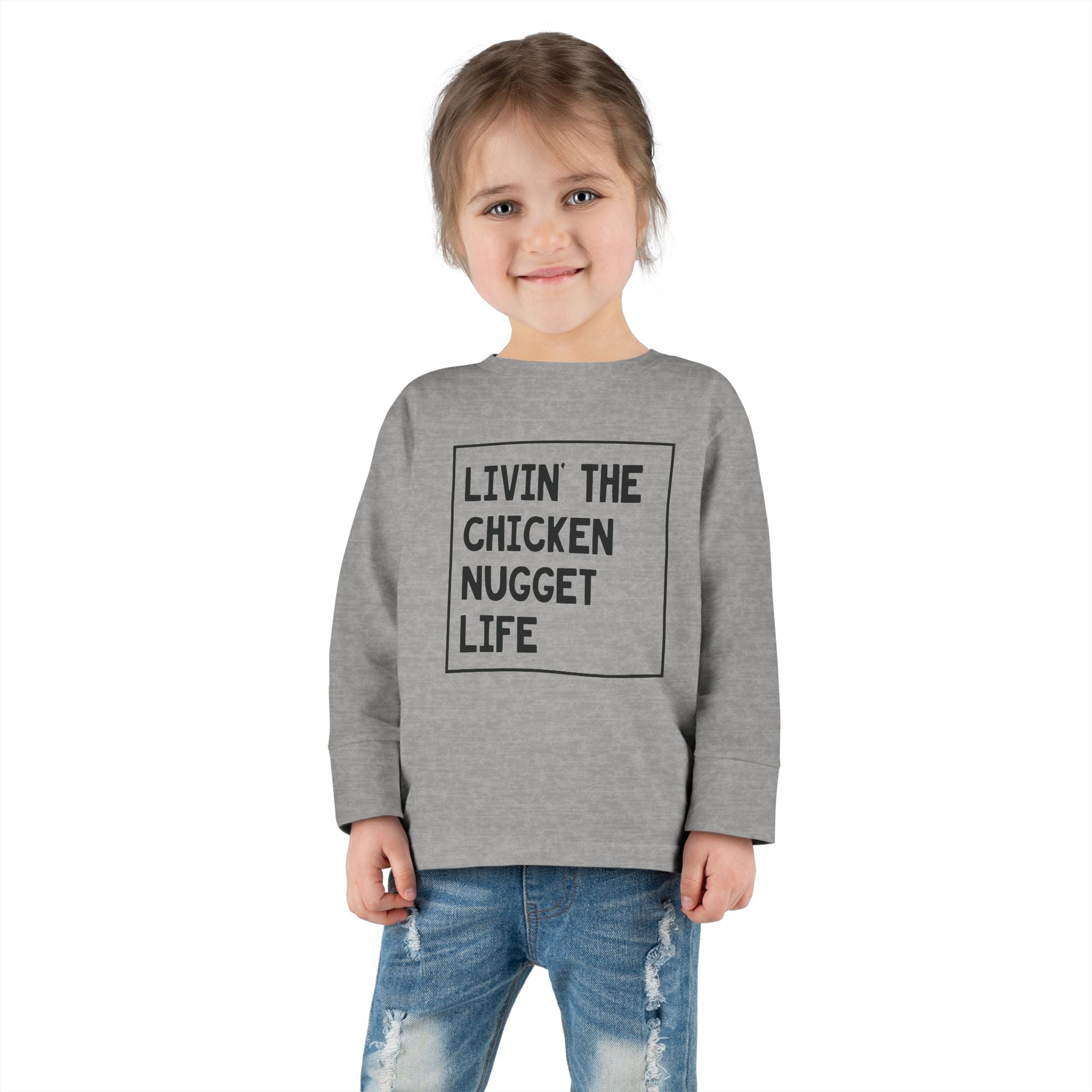 Graphic Toddler Long Sleeve T-Shirt - Livin' The Chicken Nugget Life | Kids clothes by atgodanddesigns