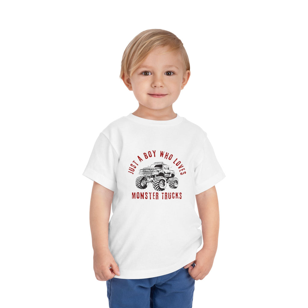 Graphic Toddler T-Shirt - Just A Boy Who Loves Monster Trucks | Kids clothes by atgodanddesigns