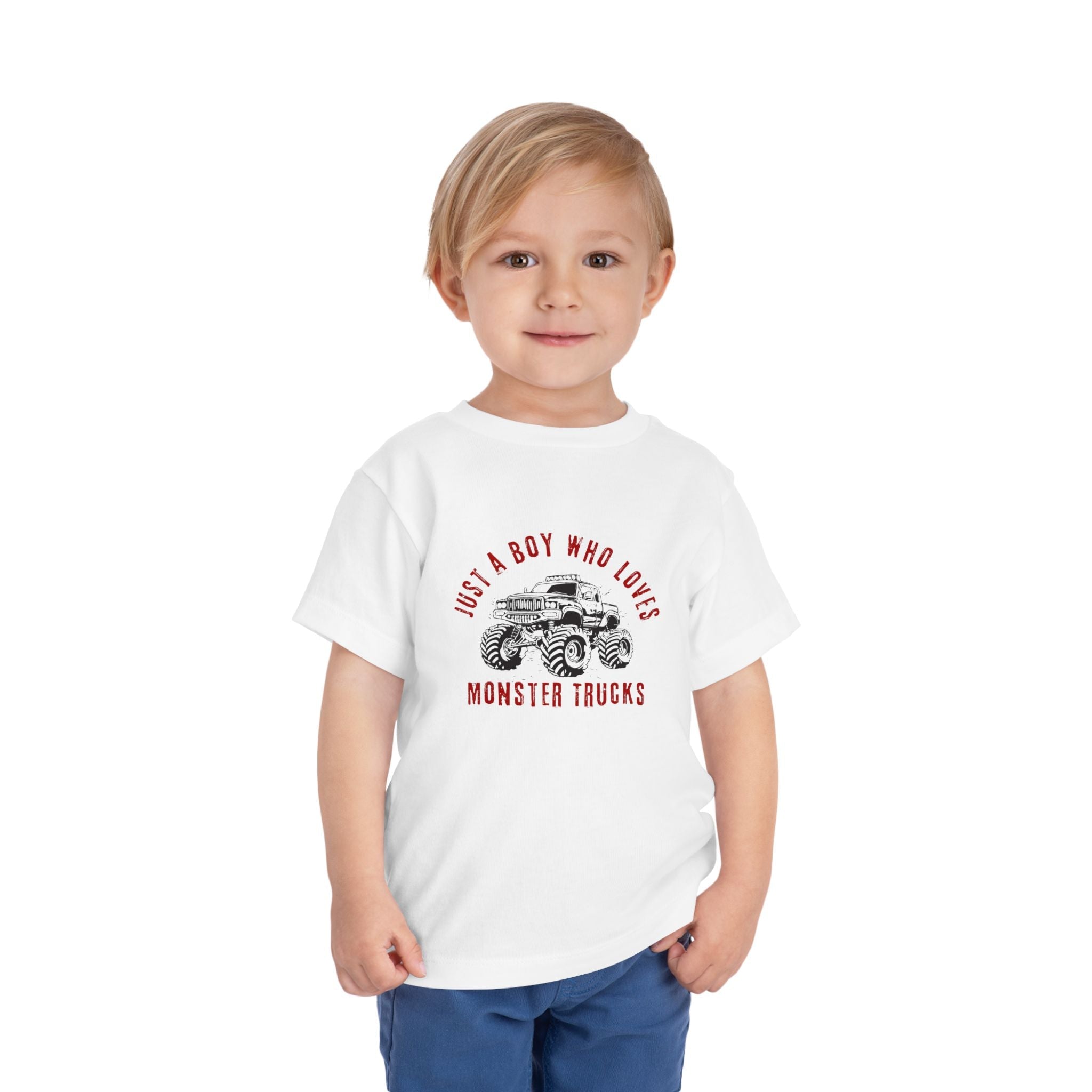 Graphic Toddler T-Shirt - Just A Boy Who Loves Monster Trucks | Kids clothes by atgodanddesigns