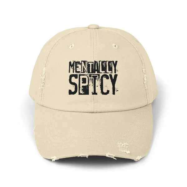 Graphic Unisex Distressed Cap - Mentally Spicy | Hats by atgodanddesigns