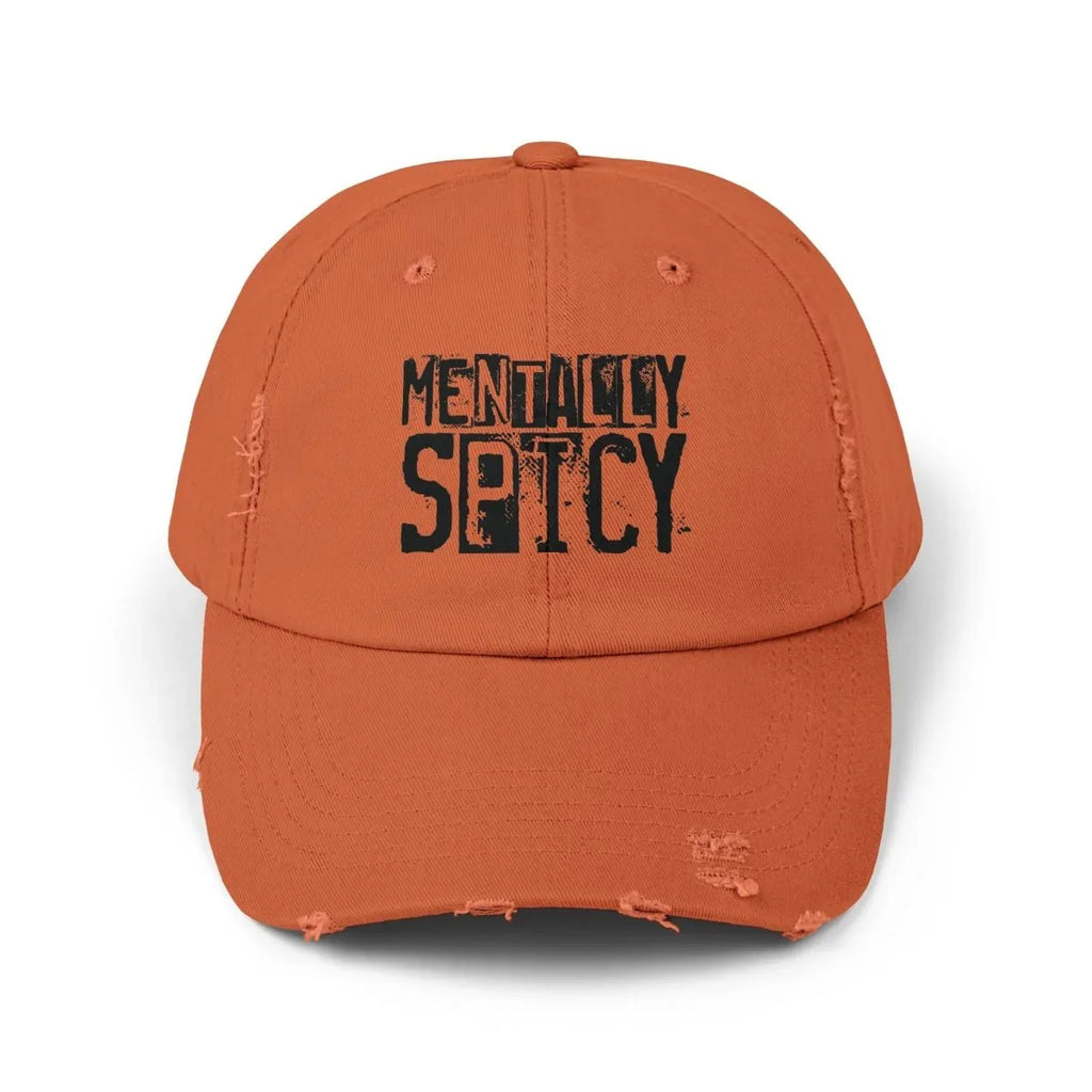 Graphic Unisex Distressed Cap - Mentally Spicy | Hats by atgodanddesigns