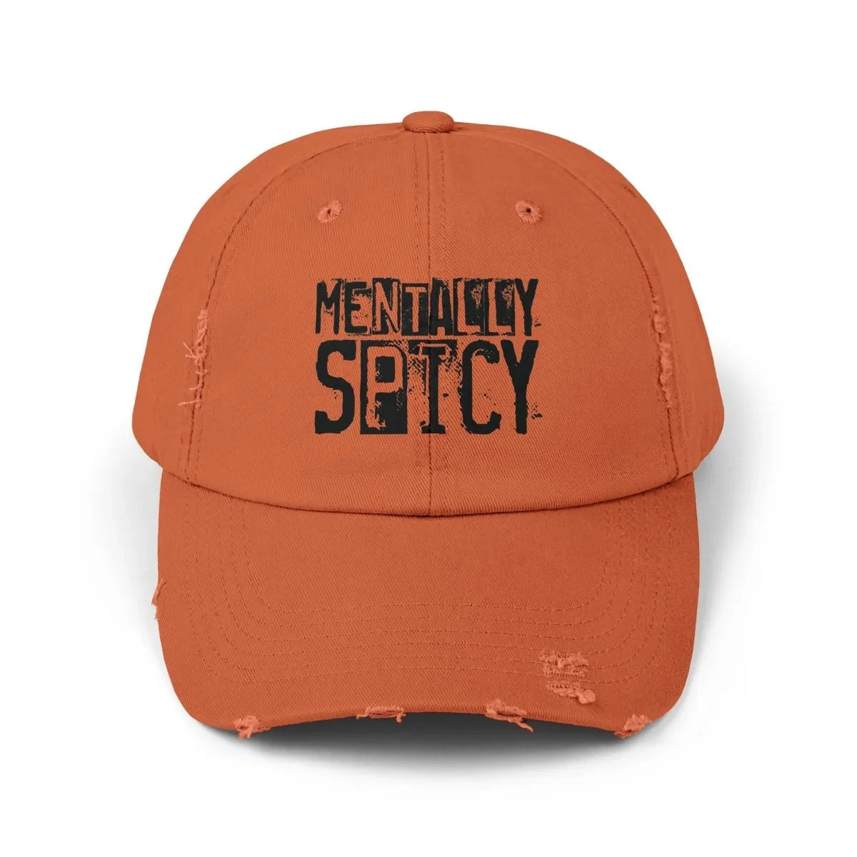 Graphic Unisex Distressed Cap - Mentally Spicy | Hats by atgodanddesigns