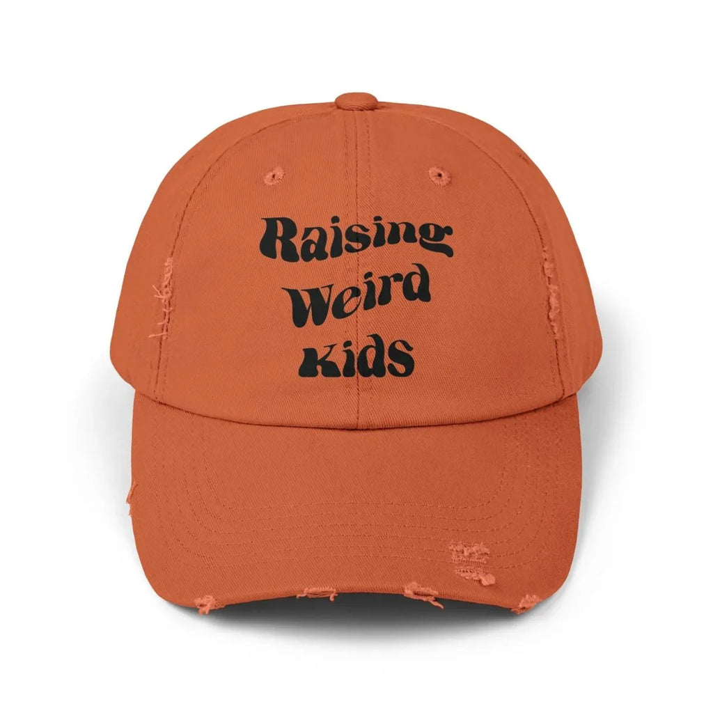 Graphic Unisex Distressed Cap - Raising Weird Kids | Hats by atgodanddesigns