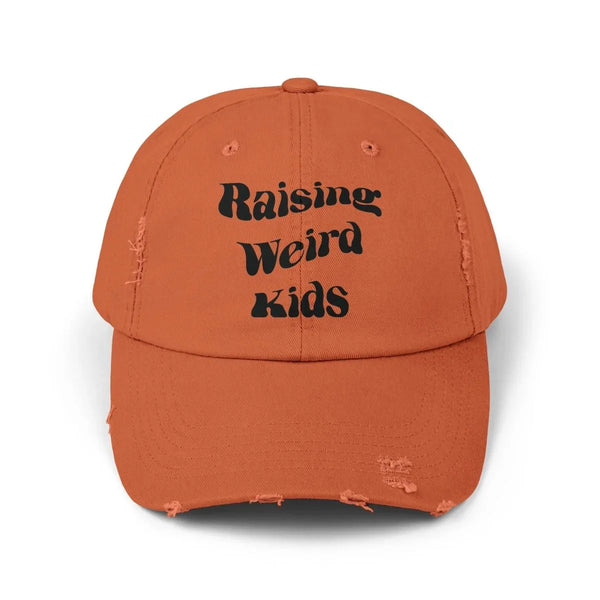 Graphic Unisex Distressed Cap - Raising Weird Kids | Hats by atgodanddesigns