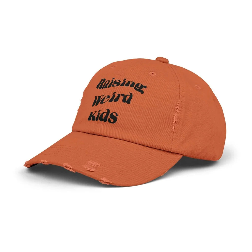 Graphic Unisex Distressed Cap - Raising Weird Kids | Hats by atgodanddesigns