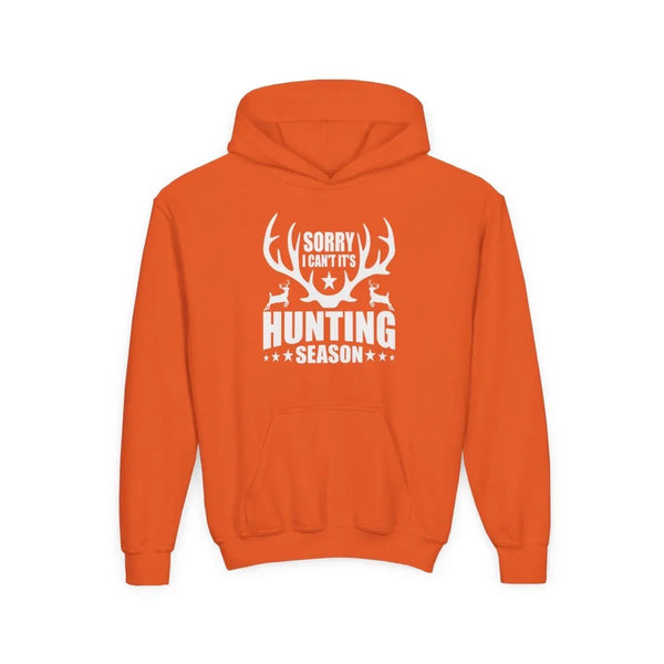 Graphic Youth Hoodie - Sorry I Can't, It's Hunting Season | Kids clothes by atgodanddesigns