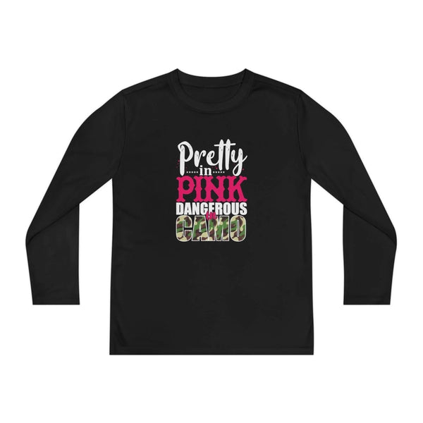 Graphic Youth Long Sleeve Tee - Pretty in Pink, Dangerous in Camo | Kids clothes by atgodanddesigns