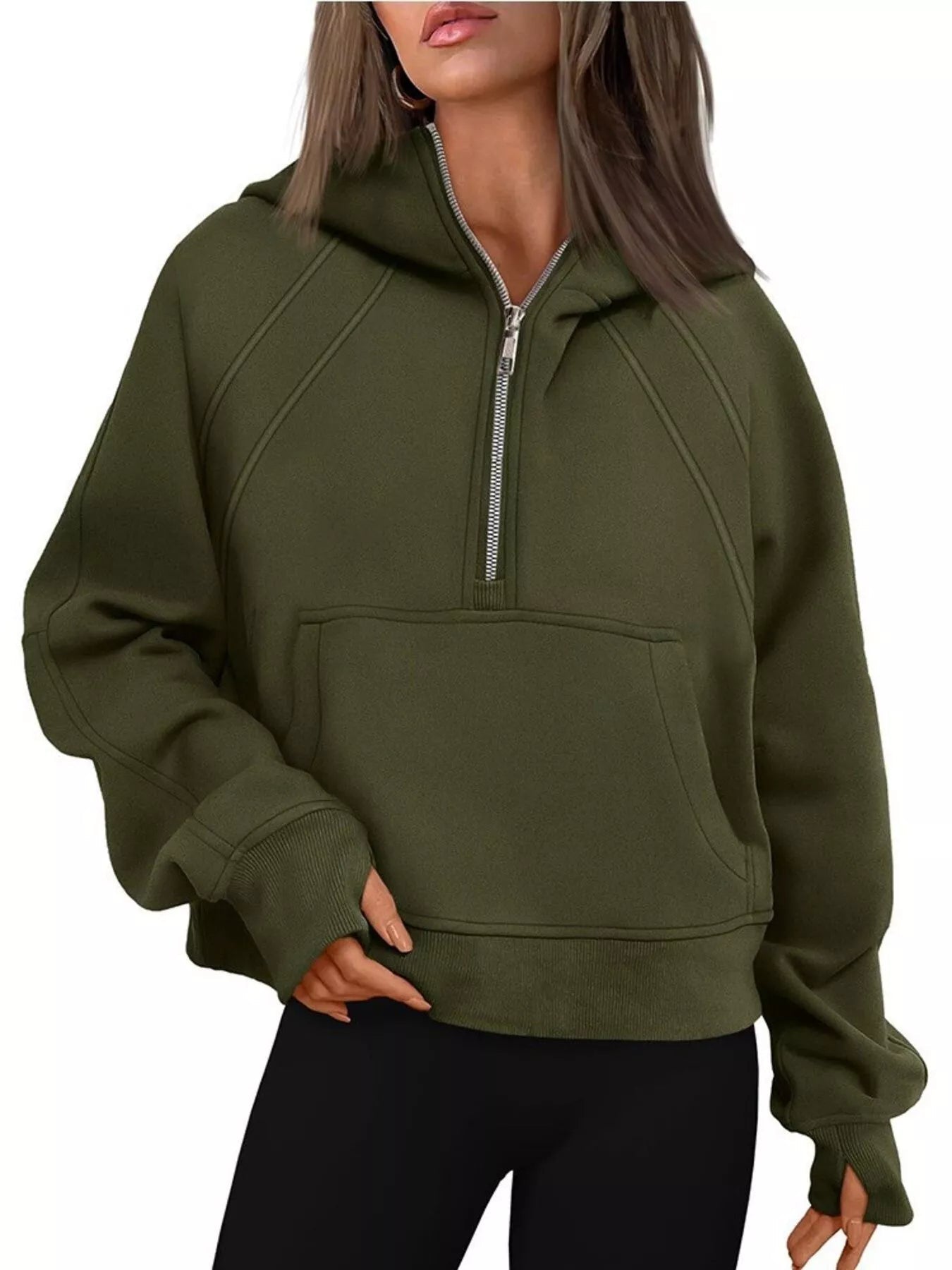 Half Zip Raglan Sleeve Hoodie | by atgodanddesigns