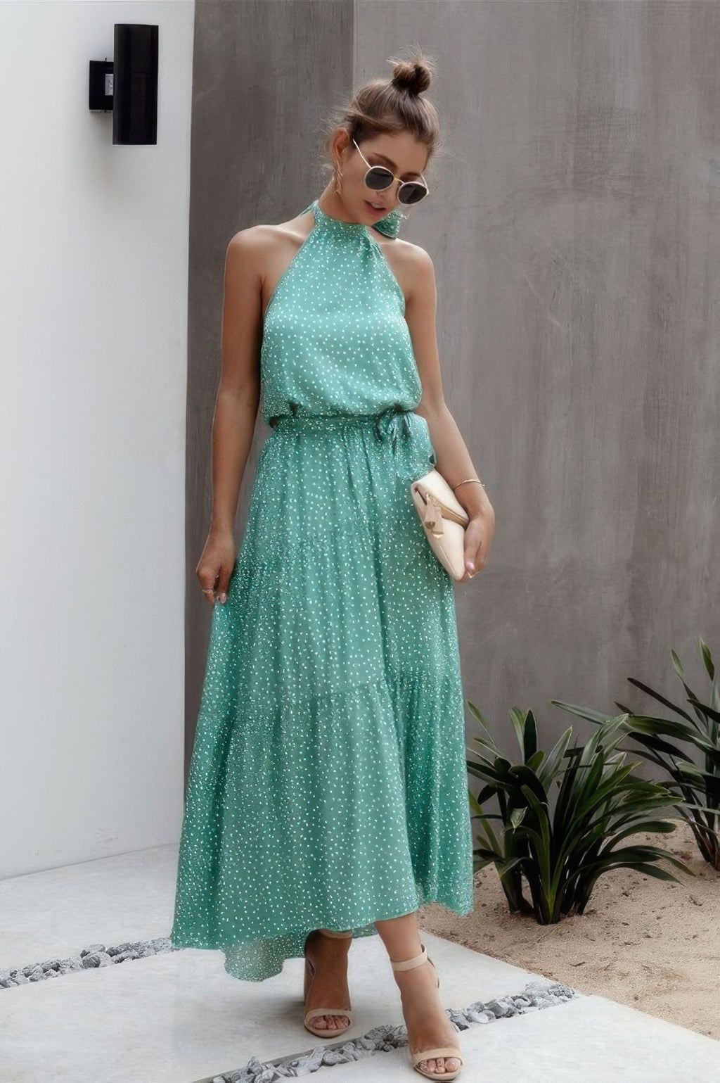 Halter Neck Polka Dot Swing Dress | by atgodanddesigns