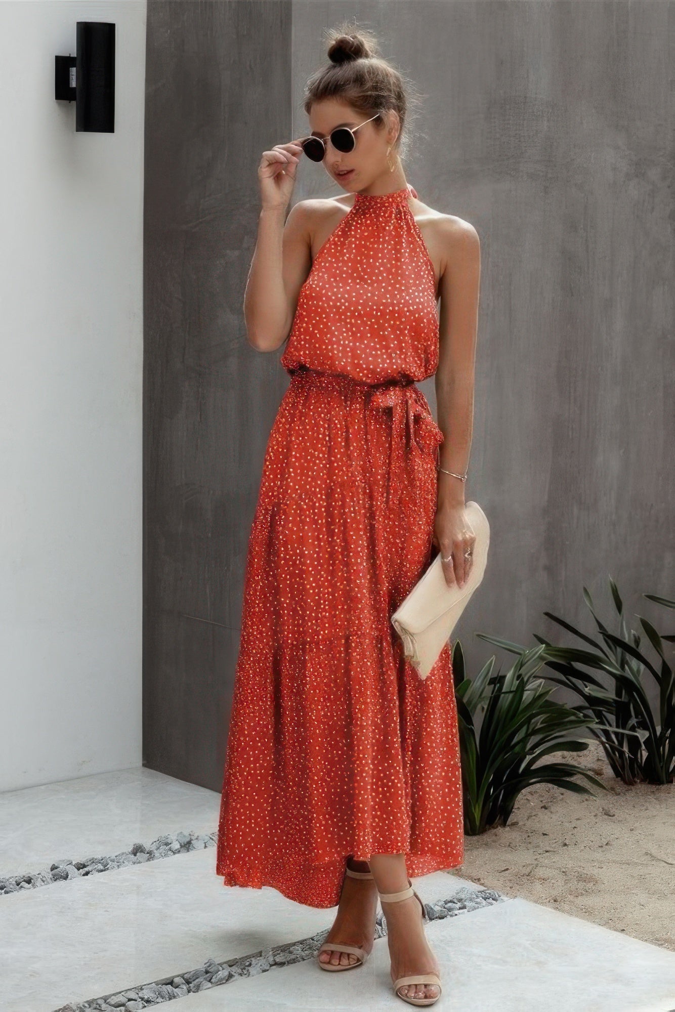 Halter Neck Polka Dot Swing Dress | by atgodanddesigns