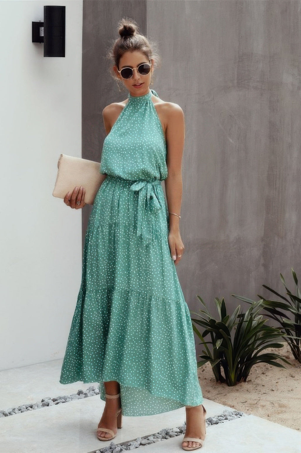 Halter Neck Polka Dot Swing Dress | by atgodanddesigns